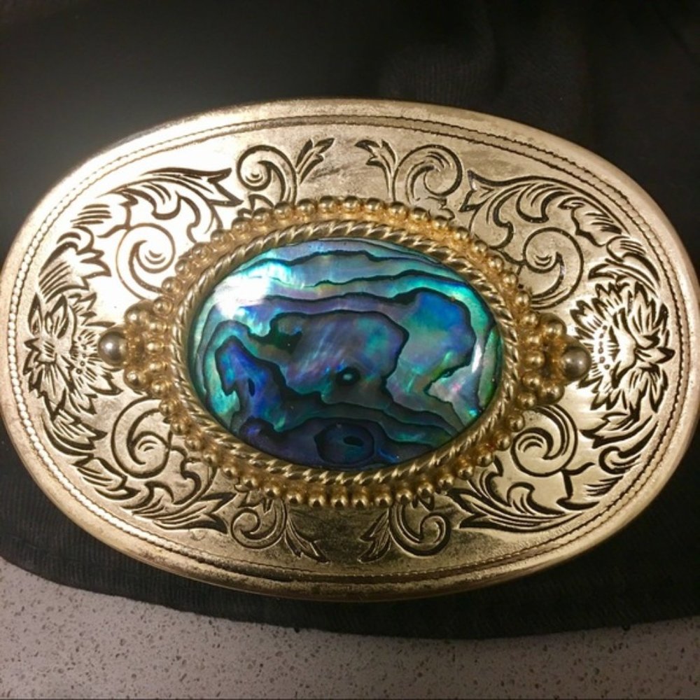Abalone and Brass Belt Buckle